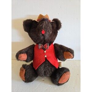 VTG Kent Collectibles 12" Plush Jointed Brown Papa Teddy Bear Jean Steele 1985